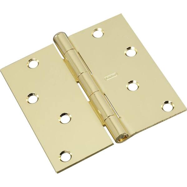 Stanley-National Hardware 4 in. x 4 in. Bright Brass Residential Hinge-DISCONTINUED
