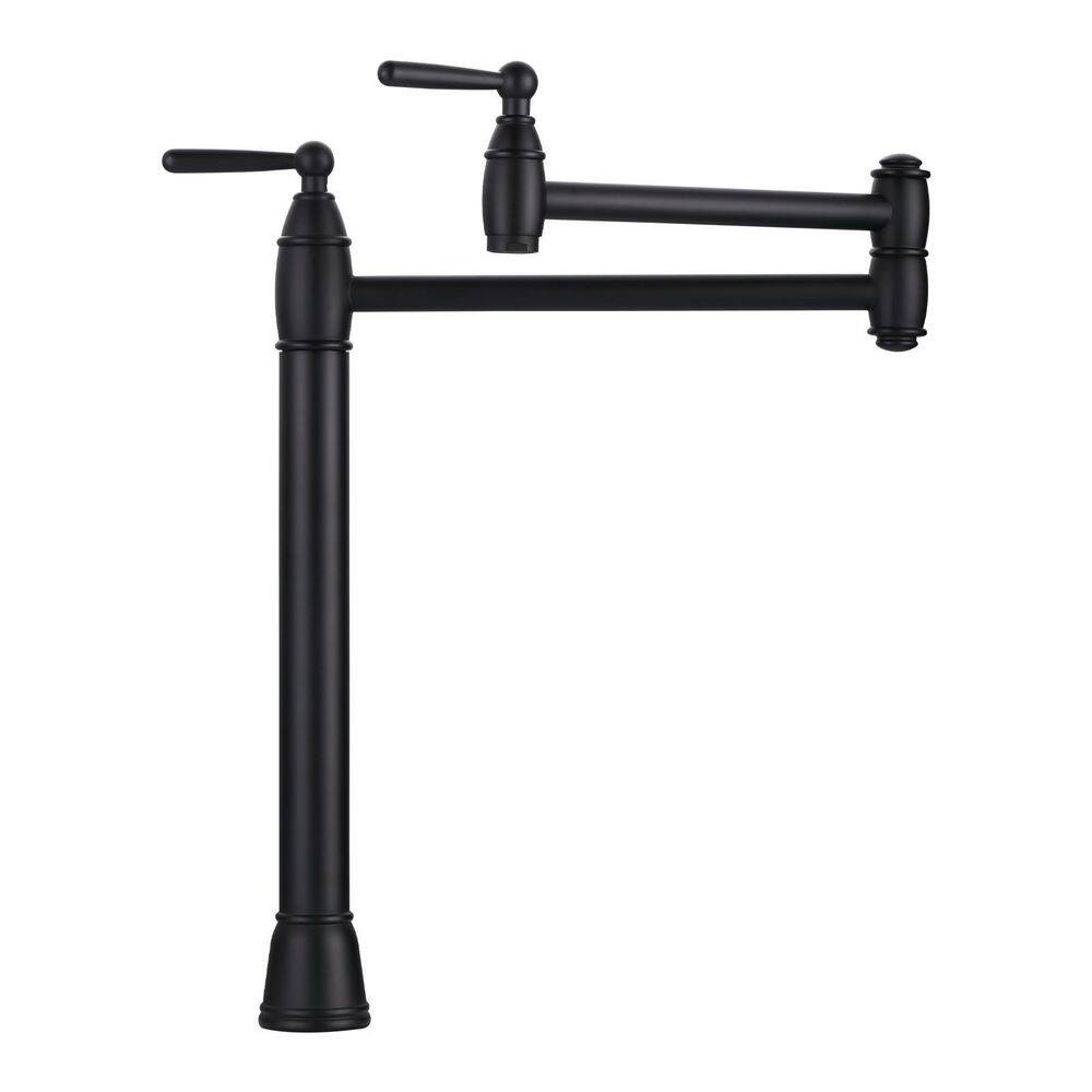 Reviews for ARCORA Deck Mount Pot Filler with 2 Handle in Matte Black ...