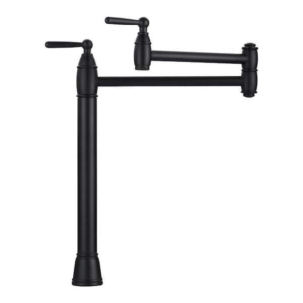 Arcora Deck Mount Pot Filler With 2 Handle In Matte Black Ar7104800b The Home Depot 7686