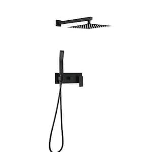 Wall Mounted Single Handle 10 in. 2-Spray Shower Faucet 2.5 GPM Shower Set Faucet with Drip Free in. Matte Black