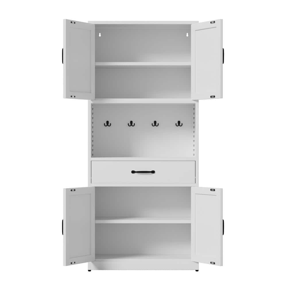 71 inch High White Steel Kitchen Pantry Storage Cabinet with Large Countertop price history on PriceWatchPro