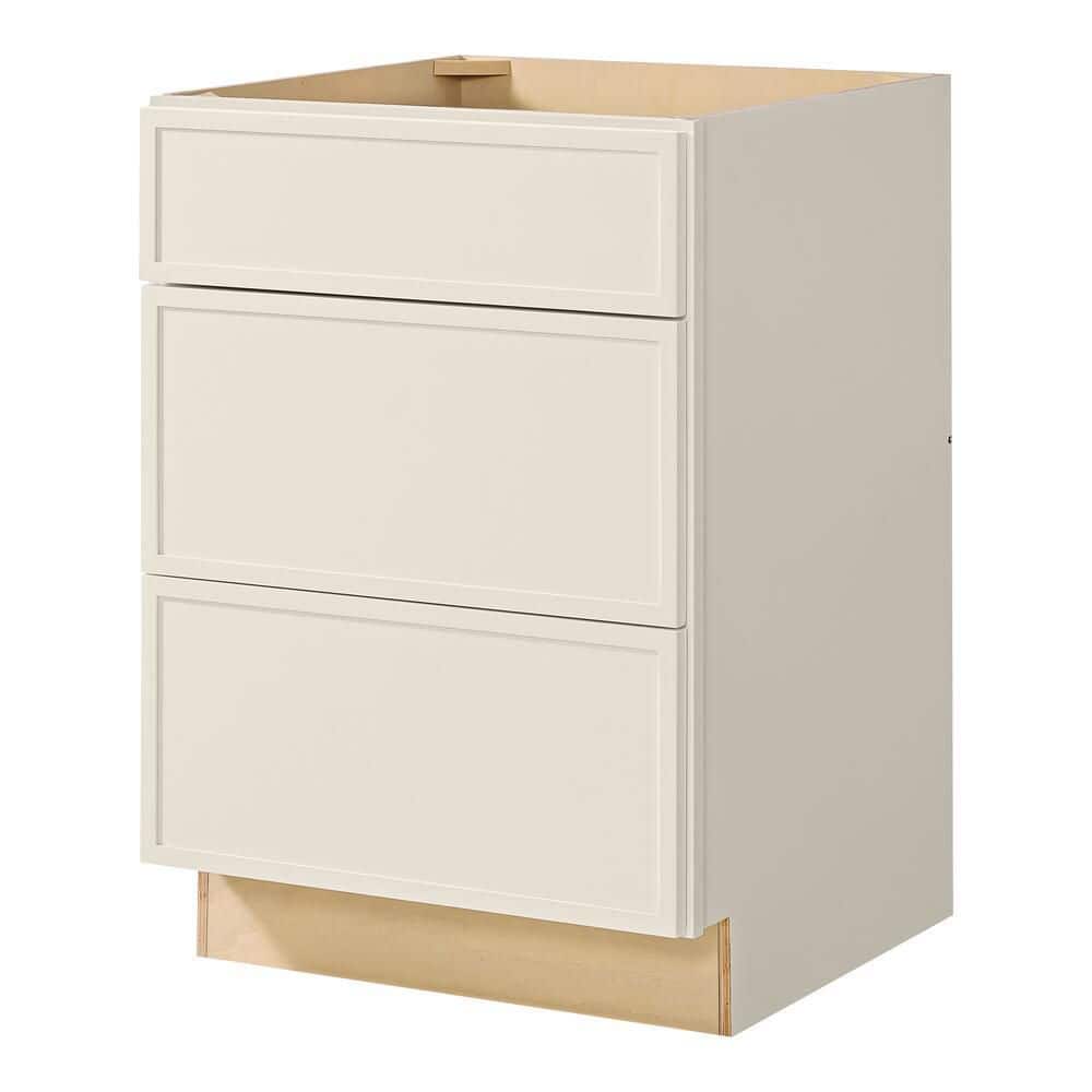 leyton 24 in. wx 24 in. dx 34.5 in. h ready to assemble plywood slim shaker drawer base kitchen cabinet in antique white