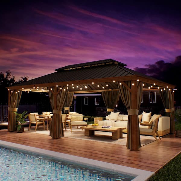 GAZEBEST 14 ft. x 22 ft. Double Galvanized Steel Roof Aluminum