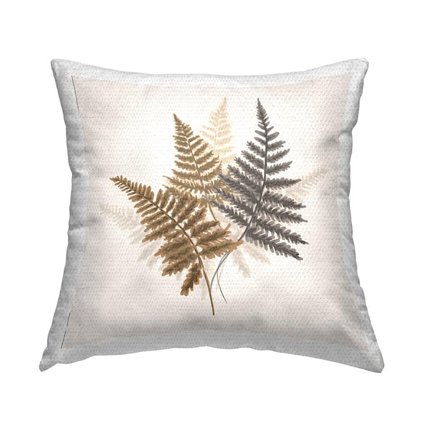 Stupell Industries Soft Forest Fern Plants Arranged over Beige Multi-Color Square Outdoor Throw Pillow