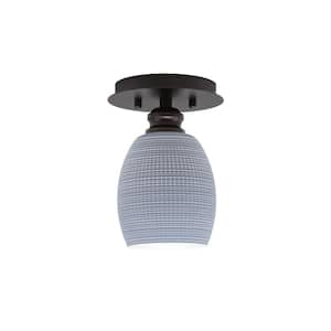 Albany 1-Light 6 in. Espresso Semi-Flush with Gray Matrix Glass Shade