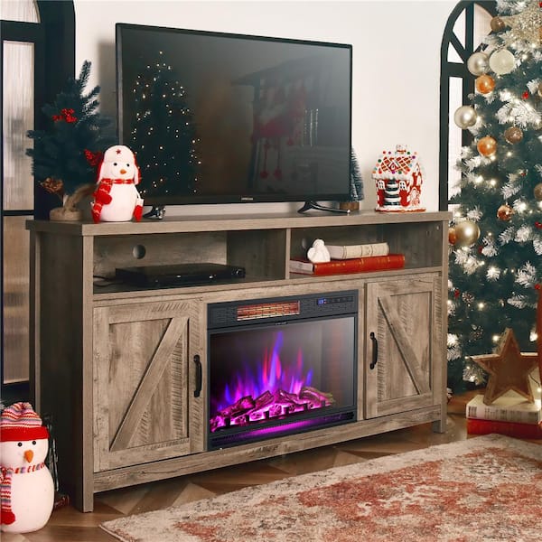 9.5 in. W Freestanding Metal Smart Electric Fireplace in Black