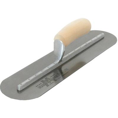 MARSHALLTOWN The Premier Line MXS75FR 18-Inch by 3-Inch Fully Rounded Finishing Trowel with Curved Wood Handle