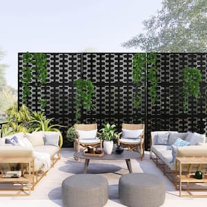 72 in. Galvanized Steel Outdoor Garden Fence Privacy Screen Garden Screen Panels Brick Pattern in Black