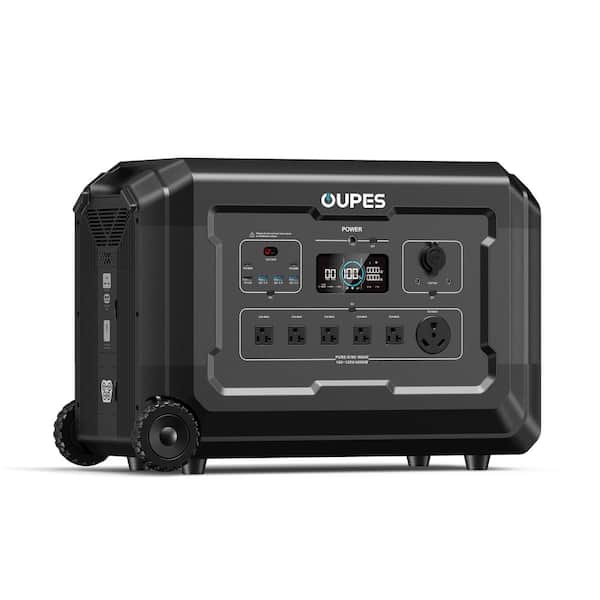 Mega 5 4000W Output 5040Wh Push-Button Start Portable Power Station with LiFePO4 Battery for Home Backup and RVs