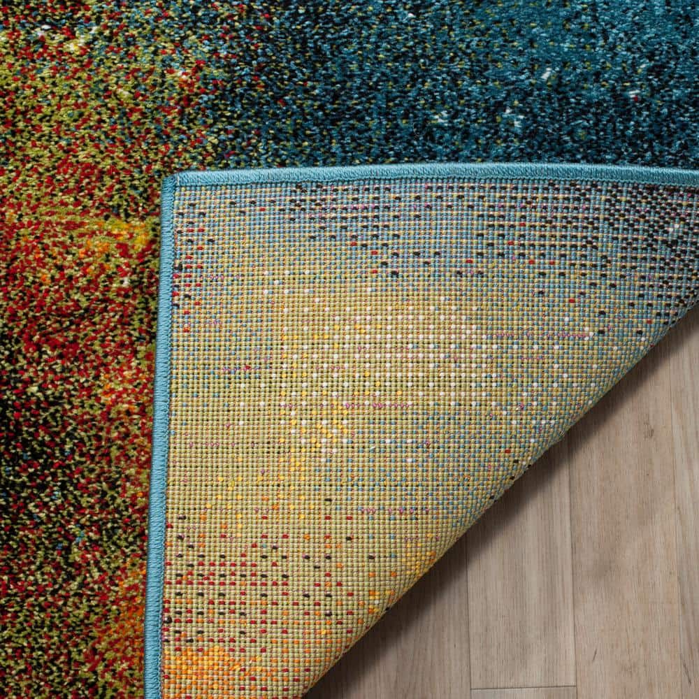 Galaxy Blue and Multicolor Abstract Power Loomed Area Rug
