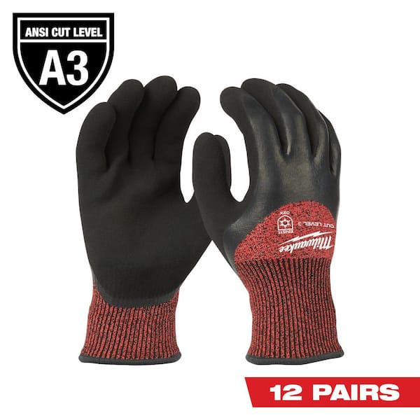 Milwaukee Medium Red Latex Level 3 Cut Resistant Insulated Winter Dipped Work Gloves (12-Pack)