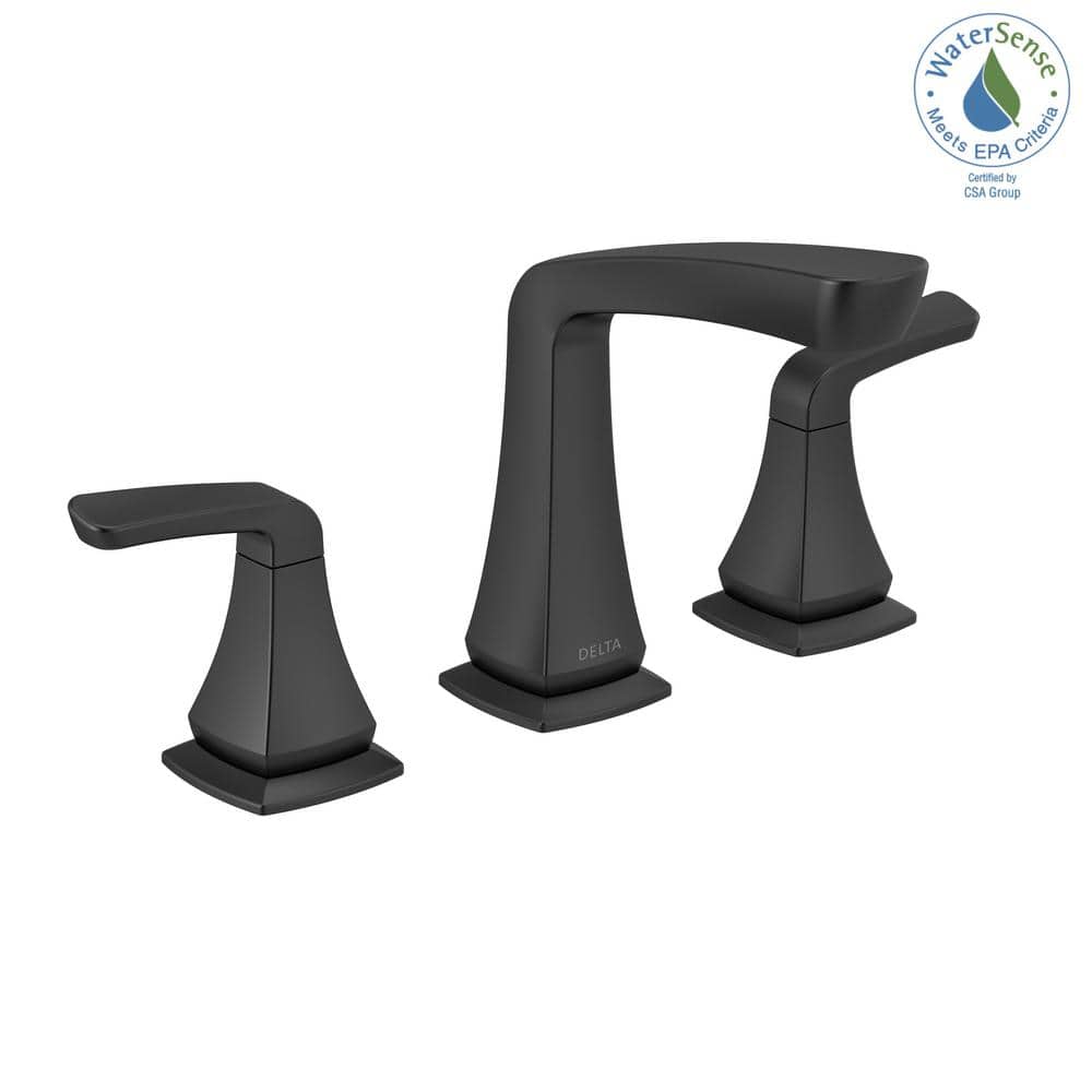 Delta Vesna Matte Black Widespread 2-Handle WaterSense Bathroom Faucet