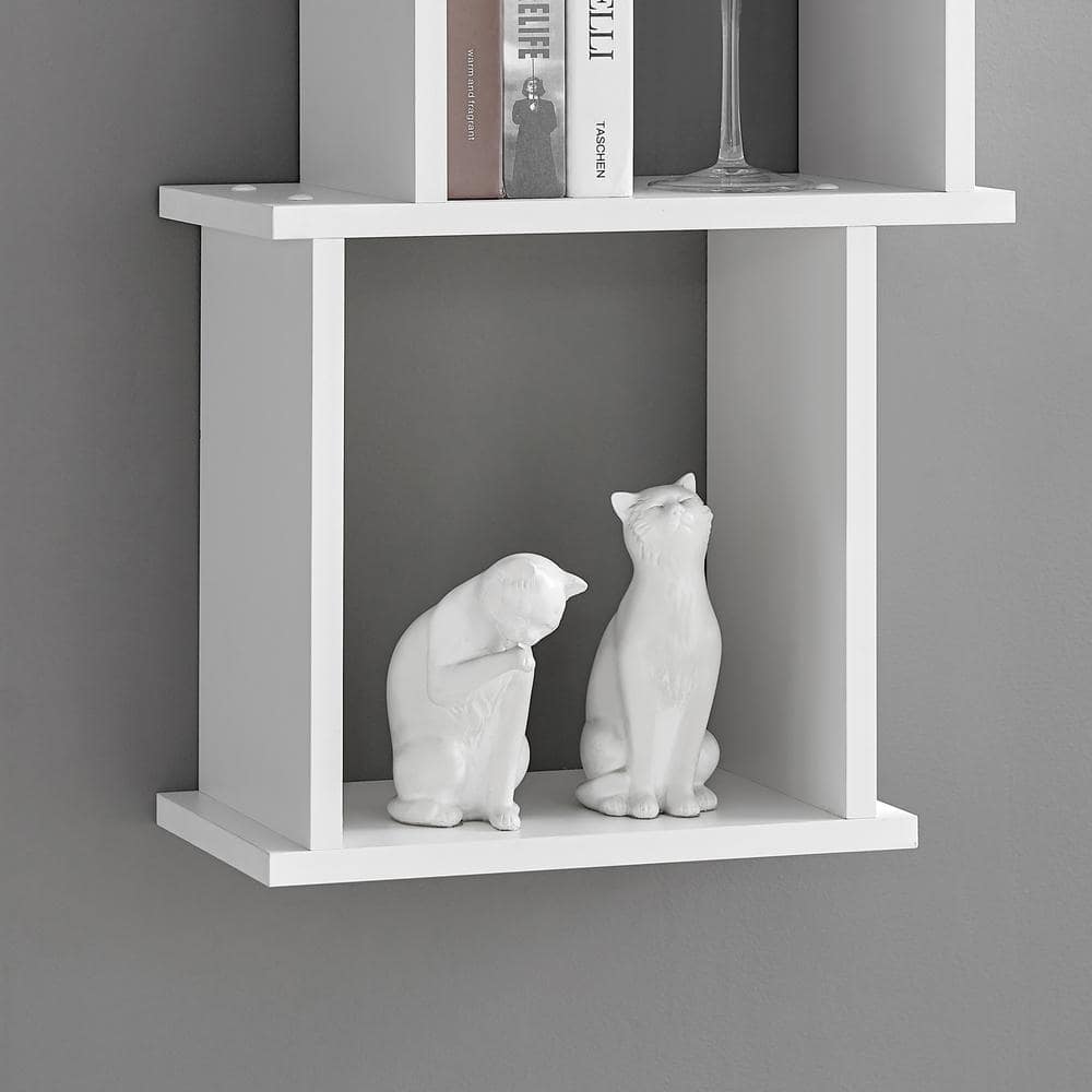White 3-Cube Floating Wall Shelf with Ledges