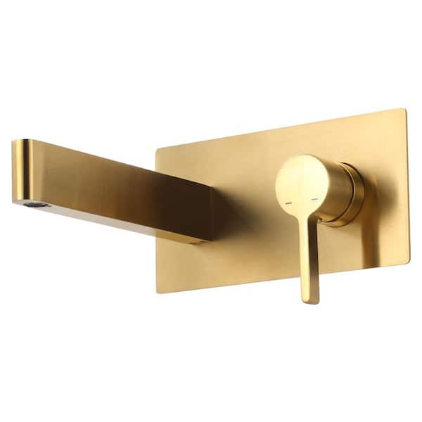 Single Handle Wall Mounted Bathroom Faucet with Solid Brass Rough in Brushed Gold