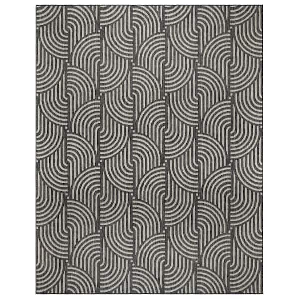 Gertmenian Ringley Michele Black 6 ft. x 9 ft. Geometric Indoor/Outdoor Area Rug