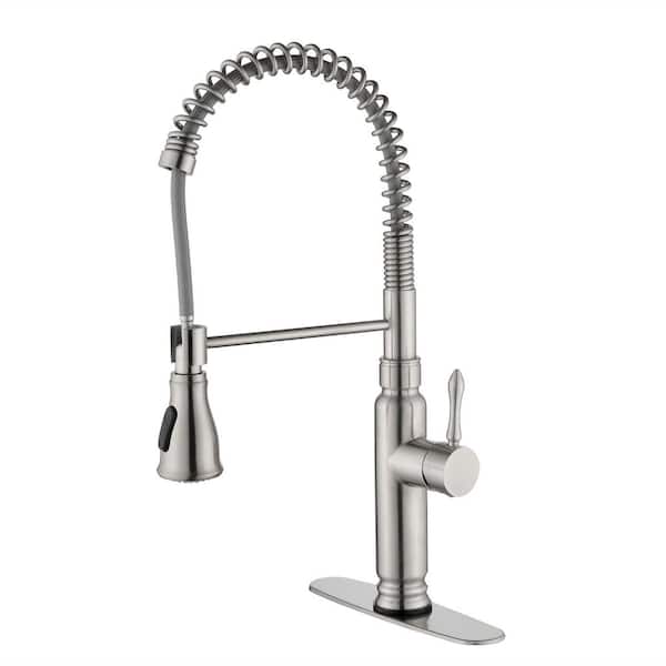 Magic Home Touchless Single-Handle Pull-Out Sprayer Stainless Steel Kitchen Faucet in Brushed Nickel