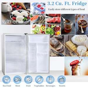 3.2 cu. ft. Mini Compact Fridge in Silver with Freezer with 5 Settings Temperature Adjustable