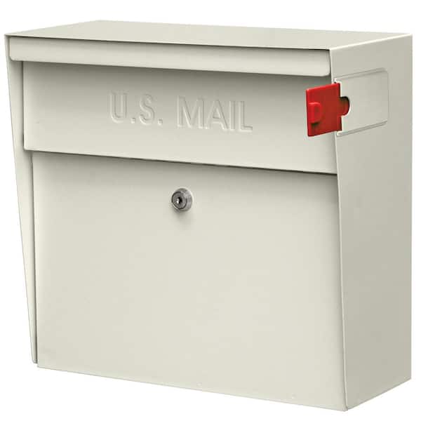 Mail Boss Metro Locking Wall-Mount Mailbox with High Security Reinforced Patented Locking System, Cream White