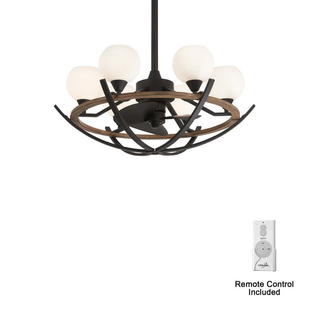 Coal and Opal Glass 30-Inch Chandelier Ceiling Fan with Remote