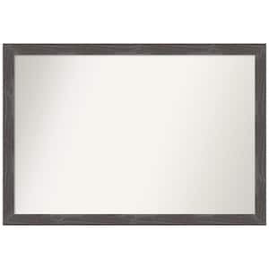 Woodridge Rustic Grey 39 in. x 27 in. Non-Beveled Farmhouse Rectangle Wood Framed Wall Mirror in Gray
