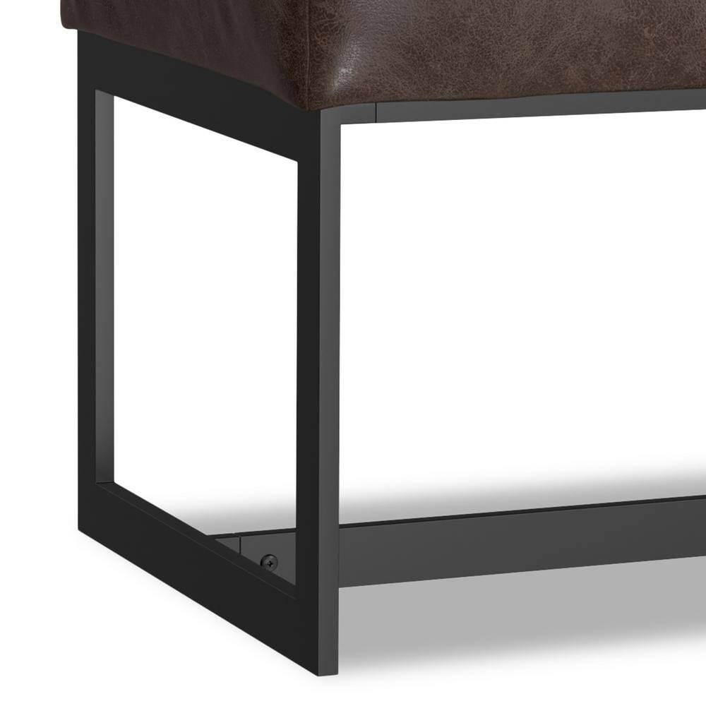 Penelope 56" Brown Faux Leather Metal Frame Ottoman Bench