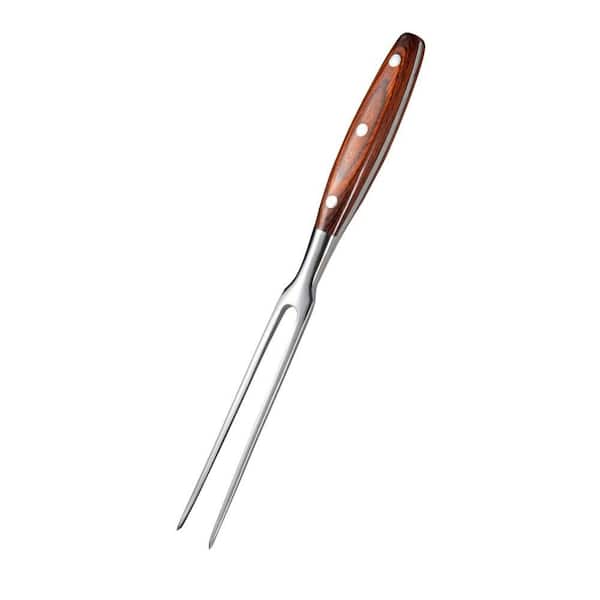 Heat‑Insulated Sturdy‑Built Metal with Wood Finish, 11.6 in. Two‑Prong Meat Carving Fork, Ideal Pizza‑BBQ Accessory