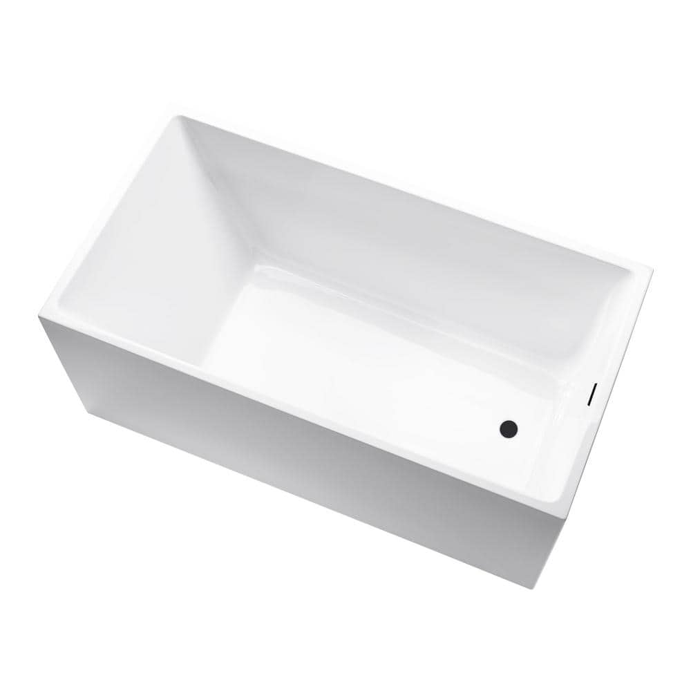 47" x 29" White Acrylic Freestanding Soaking Bathtub