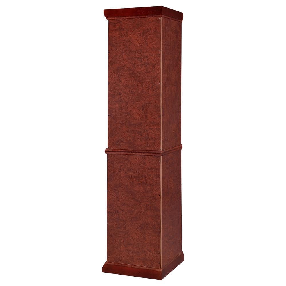 Medium Brown Lighted Corner Curio Cabinet with Glass Shelves