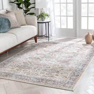Rodeo Parker Vintage Bohemian Oriental Floral Border Ivory 7 ft. 10 in. x 9 ft. 10 in. Area Rug