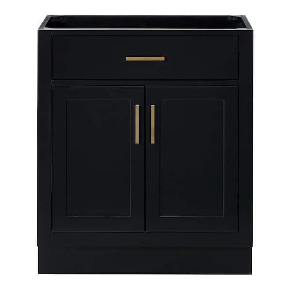ARIEL Hepburn 30 in. W x 21.5 in. D x 34.5 in. H Bath Vanity Base Cabinet in Black without Top