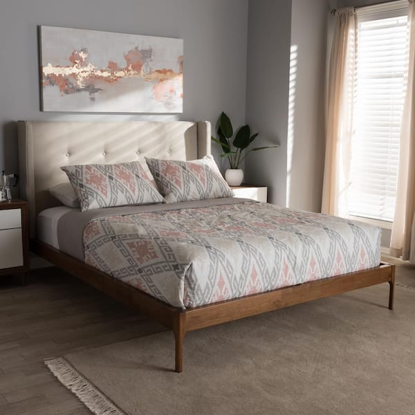 Baxton Studio Brooklyn Light Beige Full Platform Bed 28862 7541 HD