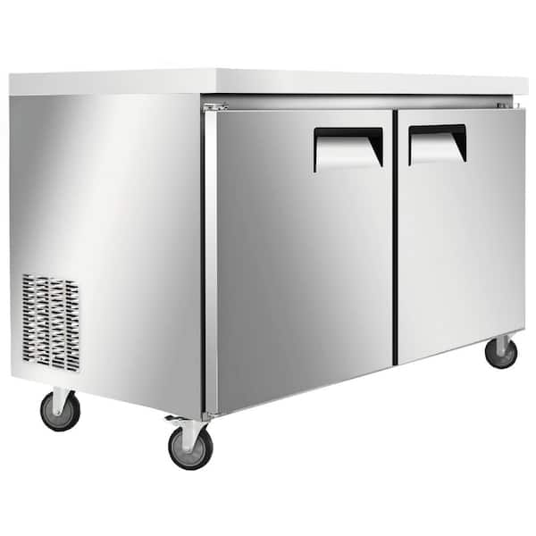 48.5 in. W 12.96 cu. ft. Commercial NSF Undercounter 2 Solid Doors Refrigerator EU48R in Stainless Steel