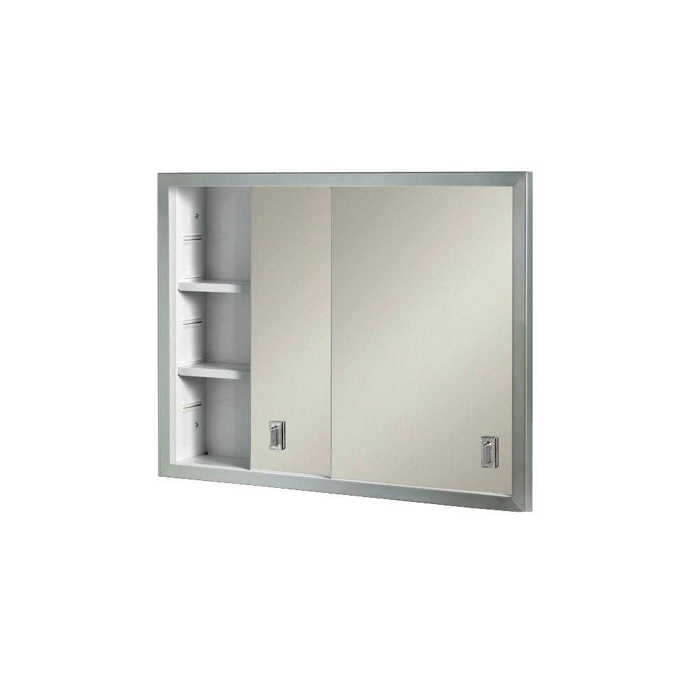 Jensen Contempora 24 5 8 In W X 19 3 16 In H X 4 In D Framed Stainless Bi View Recessed Bathroom Medicine Cabinet Disb703850x The Home Depot