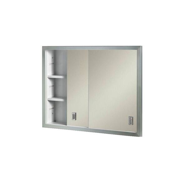 JENSEN Contempora 24.625 in. W x 19.1875 in. H Medium Rectangular Steel Recessed Medicine Cabinet with Framed Mirror in White