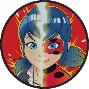 Miraculous Ladybug Red 6 ft. 7 in. Round Double Face Miraculous Area Rug
