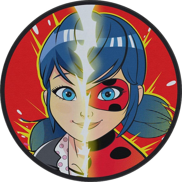 Well Woven Miraculous Ladybug Red 6 ft. 7 in. Round Double Face Miraculous Area Rug
