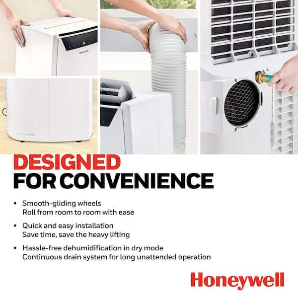 Honeywell 8,000 BTU Portable Air Conditioner Cools 500 Sq. Ft. with  Dehumidifier in Black MN1CFSBB8 - The Home Depot