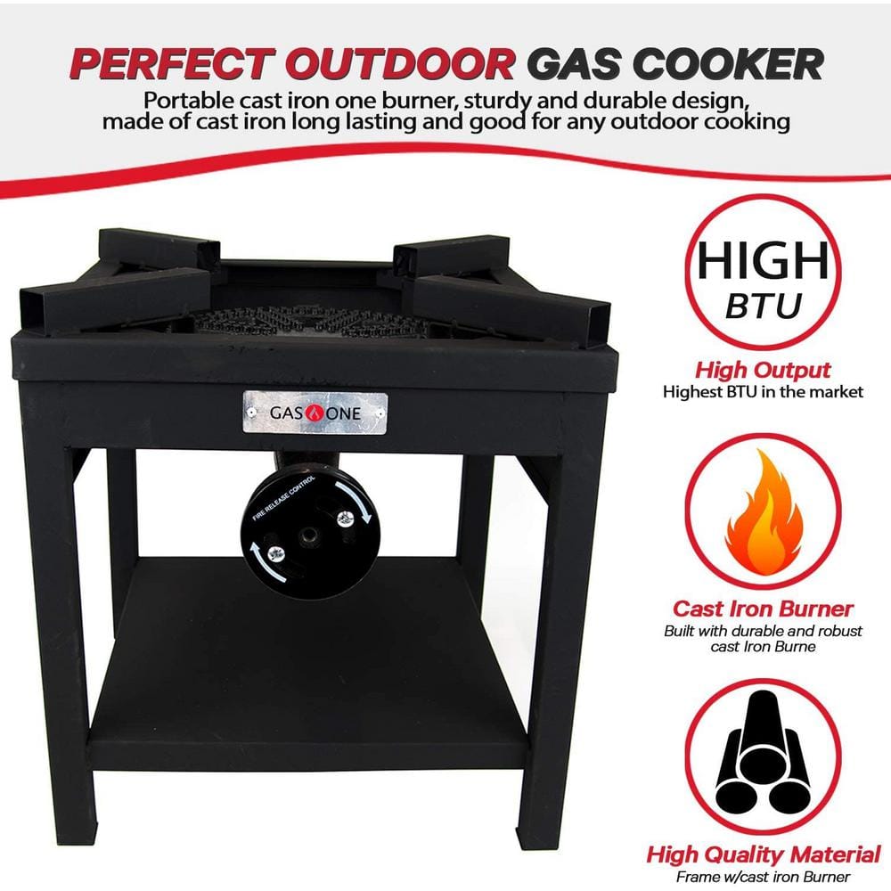 Red Cast Iron Single Burner Portable Propane Grill