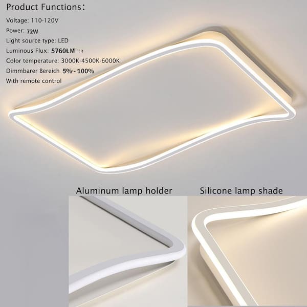 Modern Dimmable Rectangular Led Flush Ceiling Light