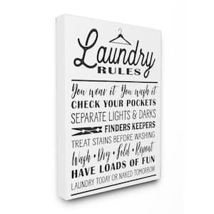16 in. x 20 in. "Laundry Rules with Hanger Typography" by Lettered and Lined Printed Canvas Wall Art
