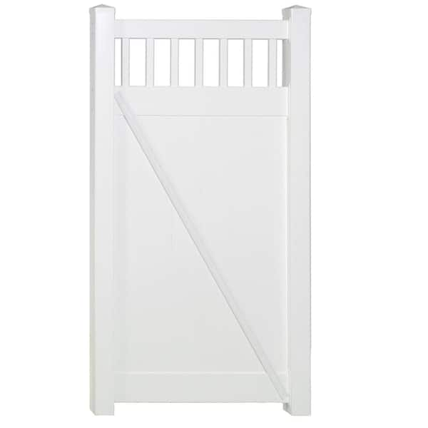 Weatherables Mason 3.7 ft. W x 7 ft. H White Vinyl Privacy Fence Gate Kit