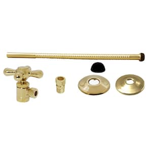 Toilet Kit with Cross Handle Angle Stop Valve, 12 in. Corrugated Riser and Compression Adaptor, Polished Brass