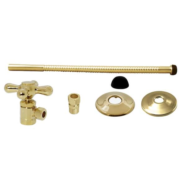 Westbrass Toilet Kit with Cross Handle Angle Stop Valve, 12 in