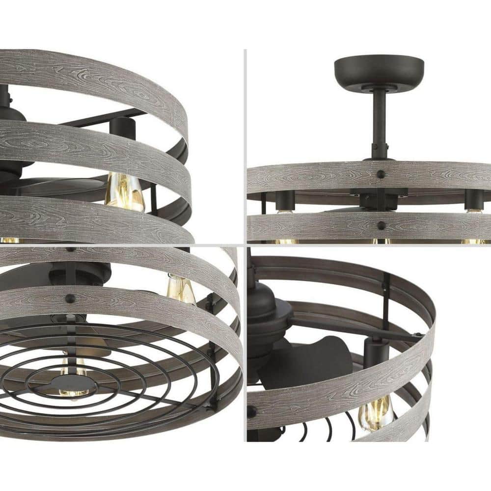 Gulliver 23.5" Gray Wood and Metal Chandelier Ceiling Fan