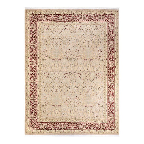 Mogul Traditional Ivory 9 ft. 2 in. x 12 ft. 3 in. Oriental Area Rug