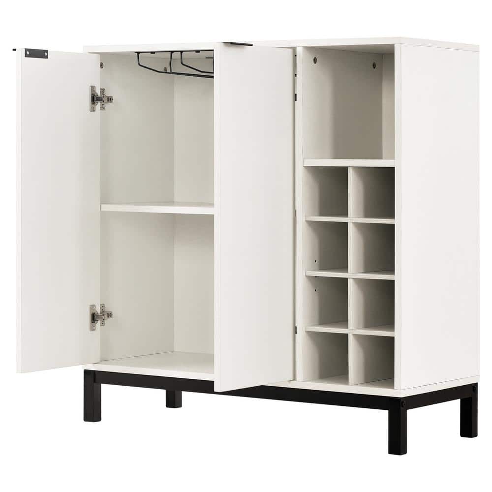 33.86 in. W x 14.17 in. D x 34.65 in. H Bathroom White Linen Cabinet