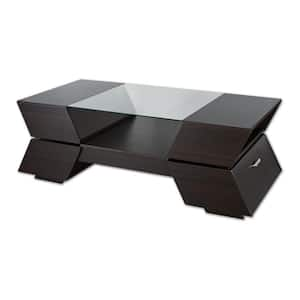 Kornat 47 in. Espresso Rectangle Glass Coffee Table