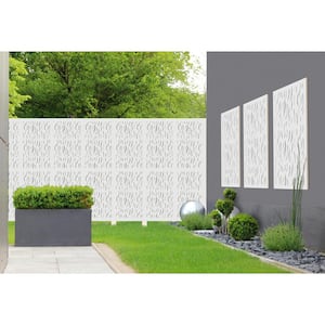 3 ft. x 5 ft. White Ripples Decorative Privacy and Fence Panel