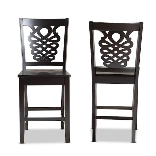 Baxton Studio Gervais 24.2 in. Dark Brown Counter Stool (Set of 2)