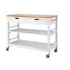 TRINITY 48 in. White Bamboo Kitchen Island with Drawers TBFLWH-1407 ...